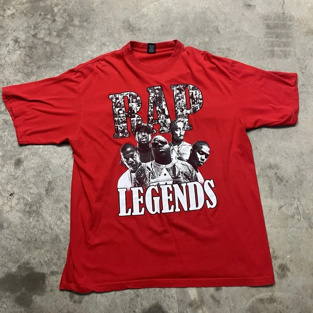 Vintage Icedout Rap Legends Hip Hop T Shirt Mens 3XL Red Biggie Tupac Ice T Y2k